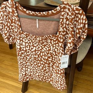 Free people square beck animal print top NWT